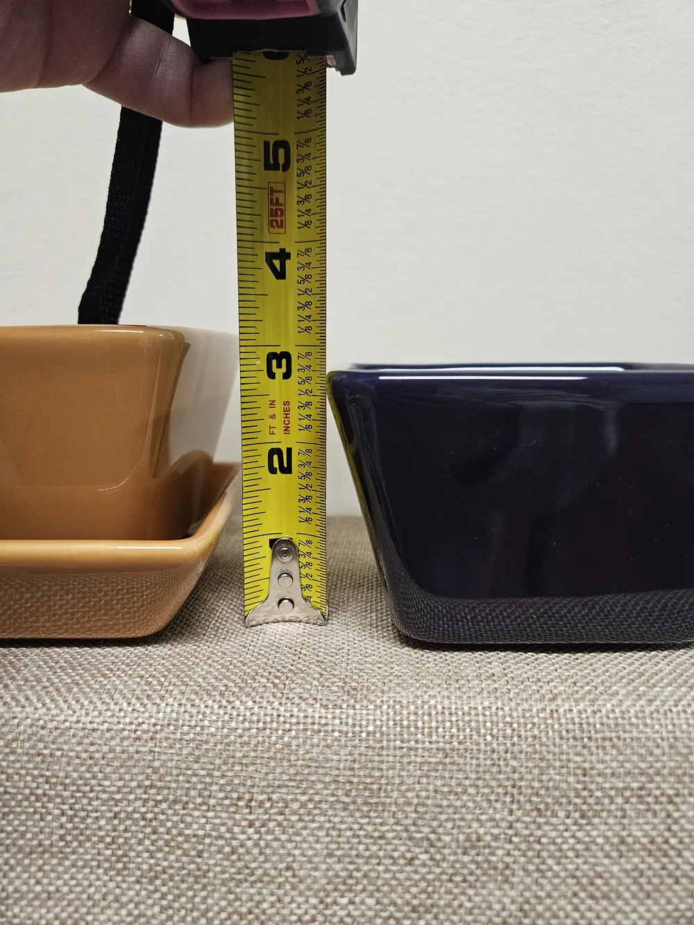 Pampered Chef Ceramic Snack Set in Burgundy, Mustard, and Navy